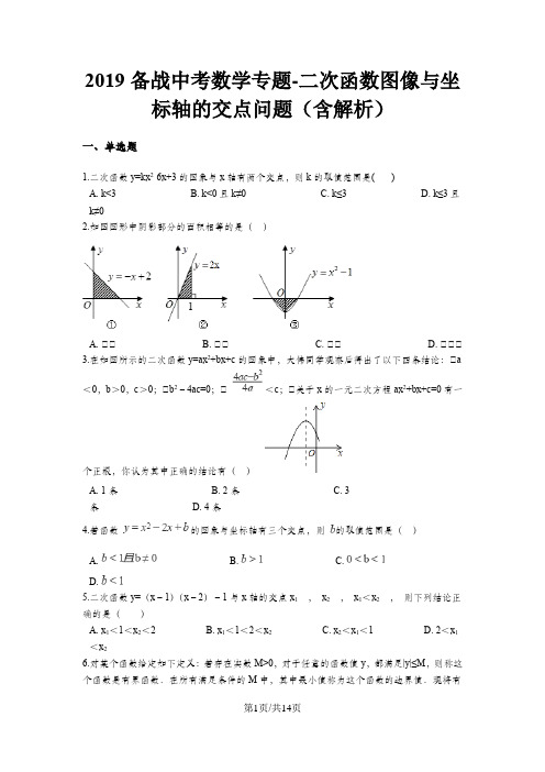 备战中考数学专题二次函数图像与坐标轴的交点问题(含解析)