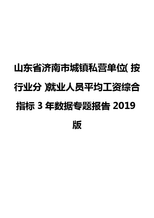 山东省济南市城镇私营单位(按行业分)就业人员平均工资综合指标3年数据专题报告2019版