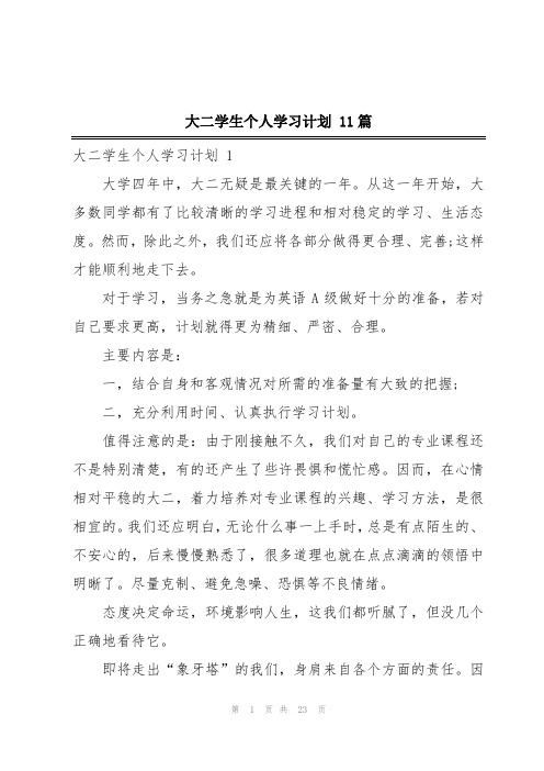 大二学生个人学习计划 11篇