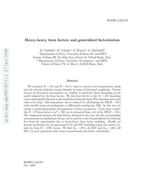 Heavy-heavy form factors and generalized factorization