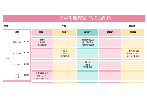 大学生课程表-马卡龙配色