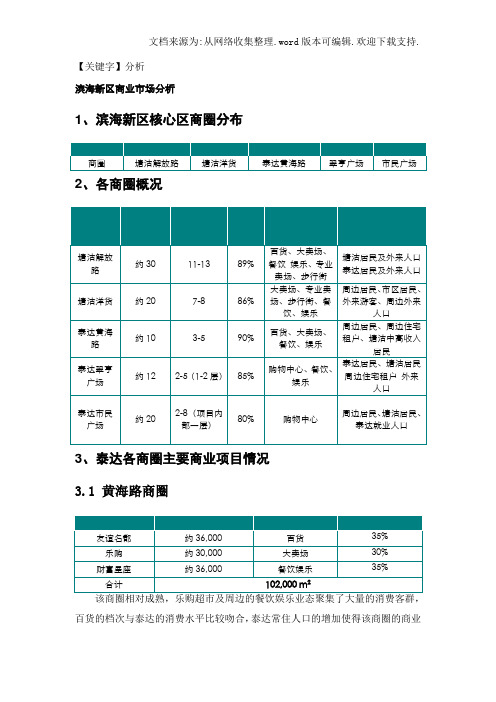 【分析】天津滨海新区商业市场调研报告1