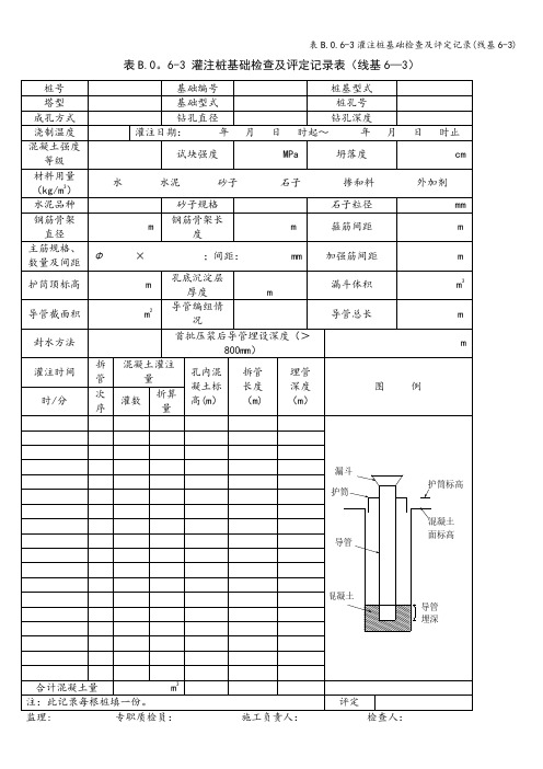 表B.0.6-3灌注桩基础检查及评定记录(线基6-3)