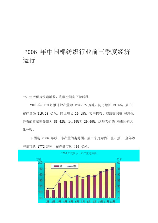 中国棉纺织行业经济运行