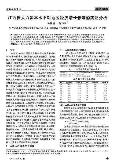 江西省人力资本水平对地区经济增长影响的实证分析