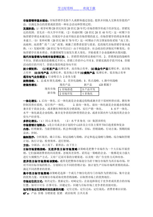 《营销管理》复习重点