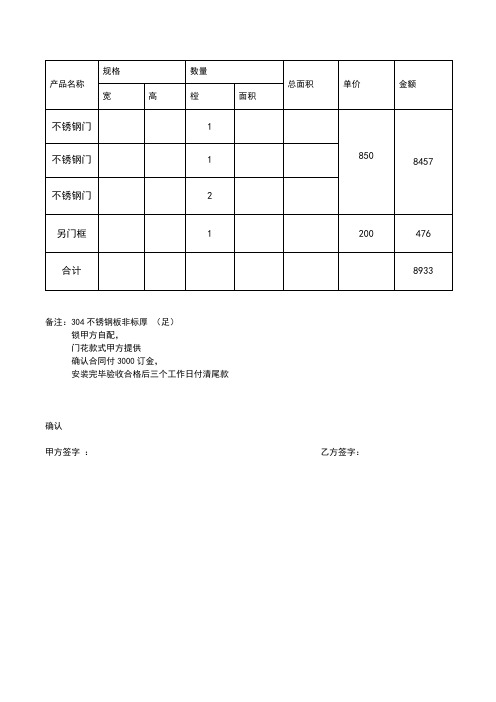 防火门报价清单