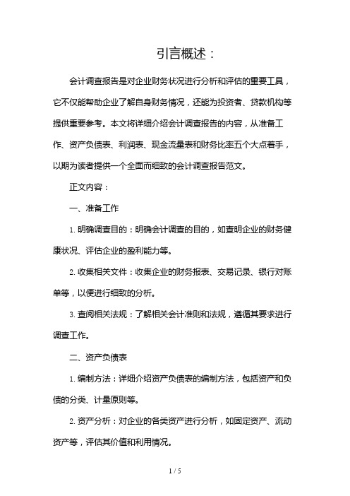 会计调查报告范文(精选)(两篇)2024