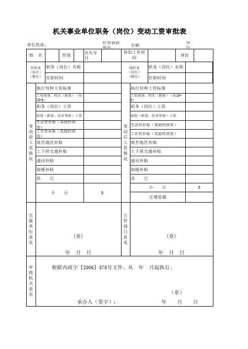 锡林郭勒盟(通用)机关事业单位工资审批表