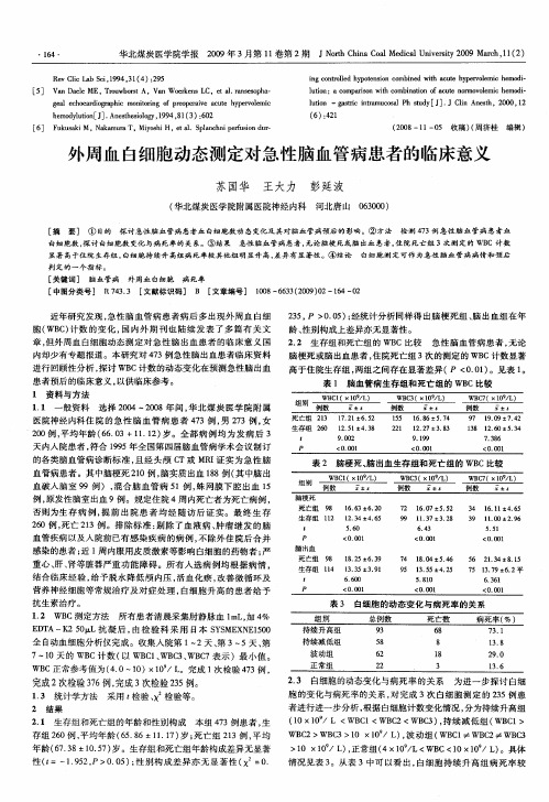 外周血白细胞动态测定对急性脑血管病患者的临床意义