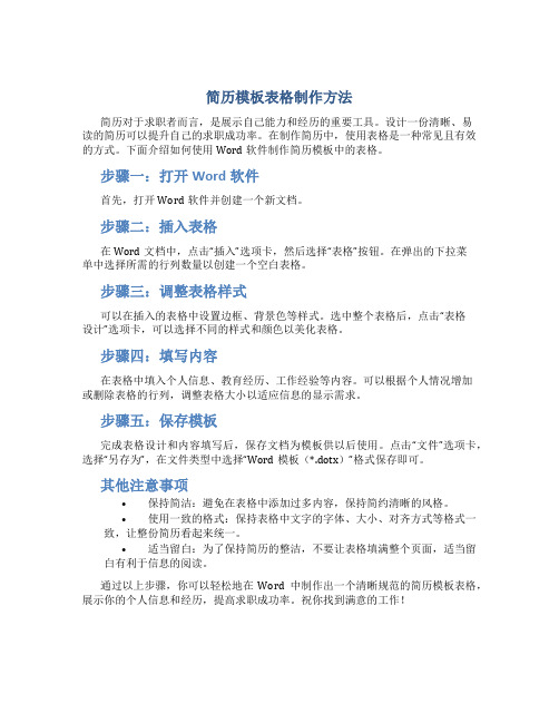 简历模板表格怎么做word