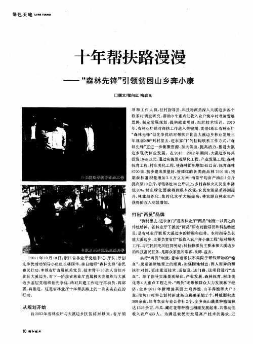 十年帮扶路漫漫——“森林先锋”引领贫困山乡奔小康