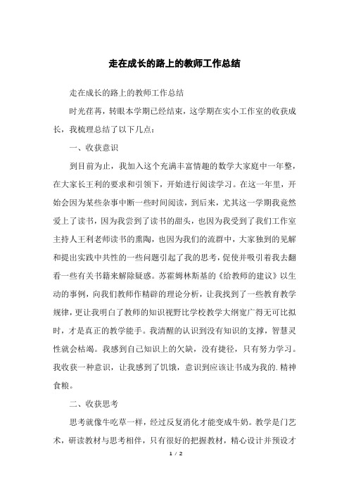 走在成长的路上的教师工作总结