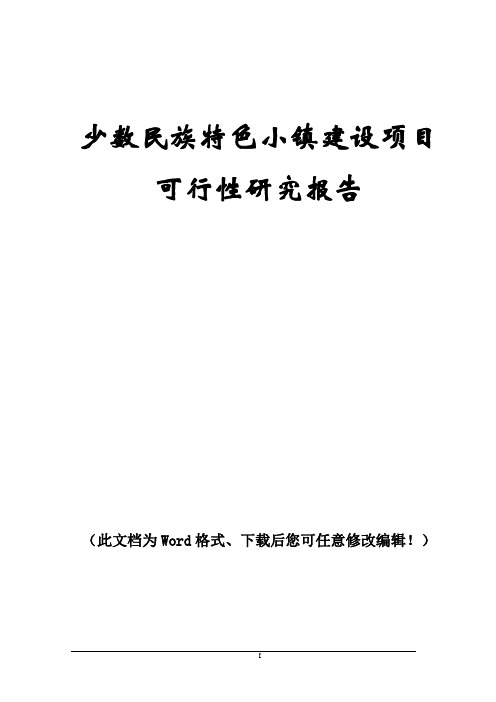 少数民族特色小镇新建项目可行性研究报告