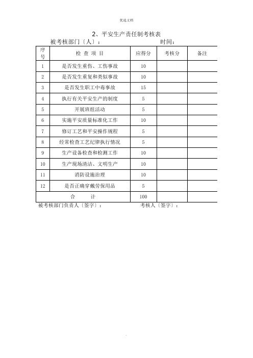 安全生产考核范表