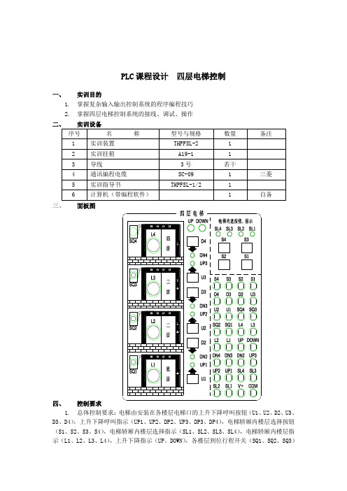 PLC课程设计  四层电梯控制