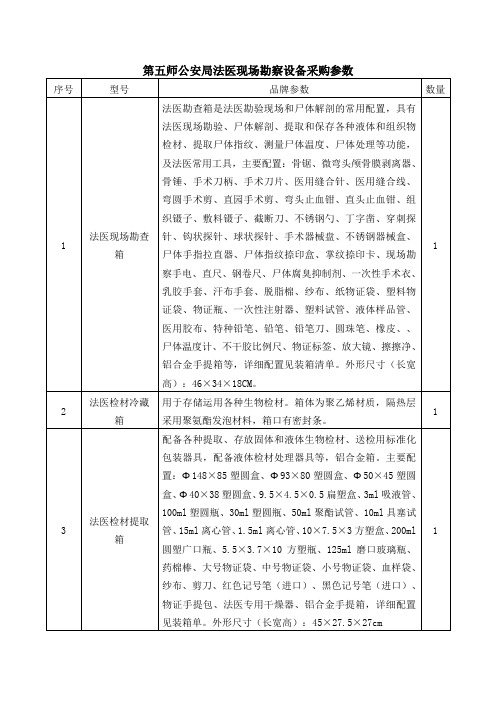 第五师公安局法医现场勘察设备采购参数