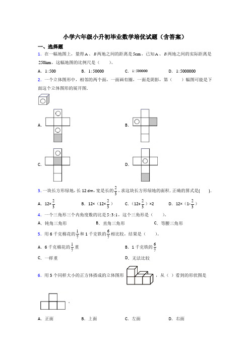 小学六年级小升初毕业数学培优试题(含答案)