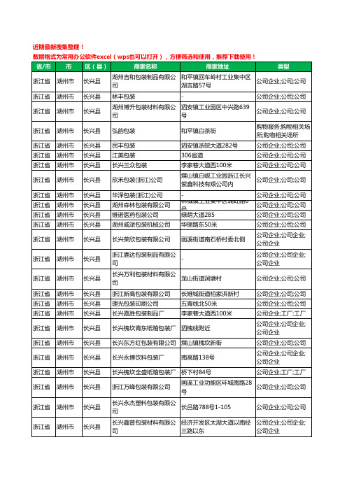 2020新版浙江省湖州市长兴县包装工商企业公司商家名录名单黄页联系方式大全70家