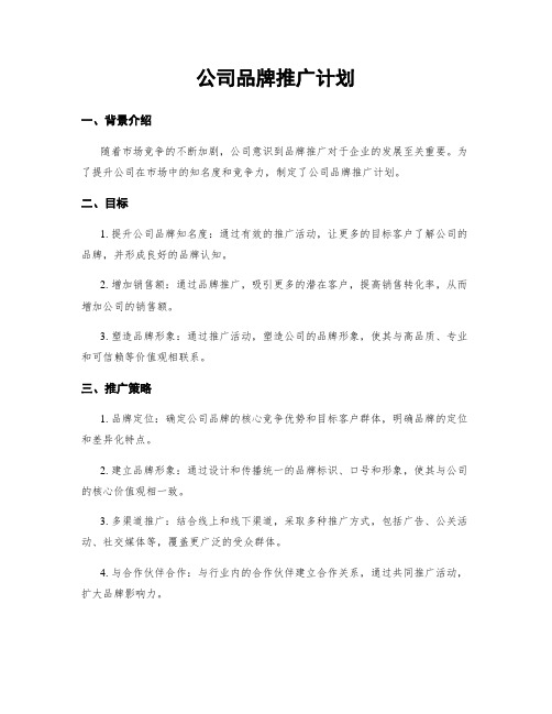 公司品牌推广计划