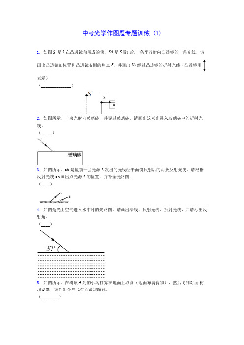 初中物理中考光学作图题专题训练 (1)(含答案解析)