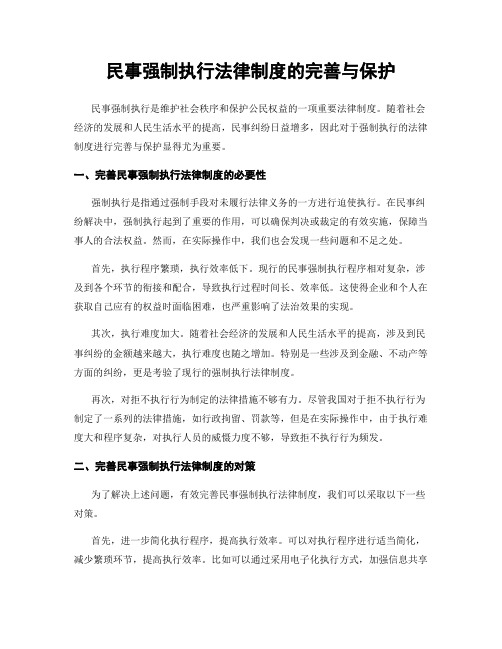 民事强制执行法律制度的完善与保护