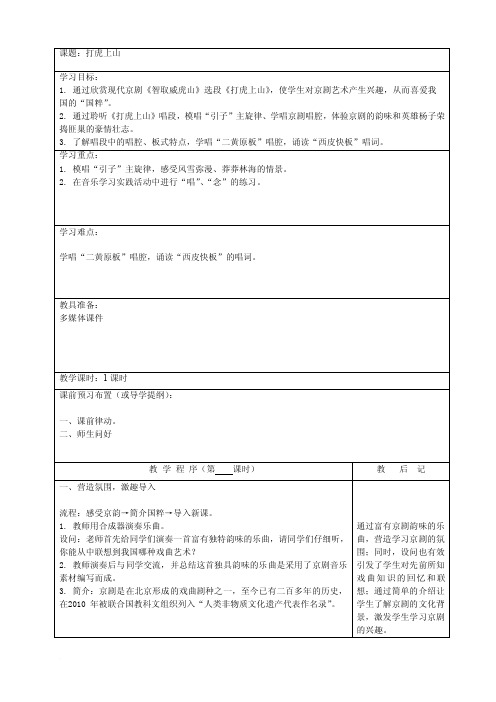 学唱《打虎上山》、了解京剧脸谱