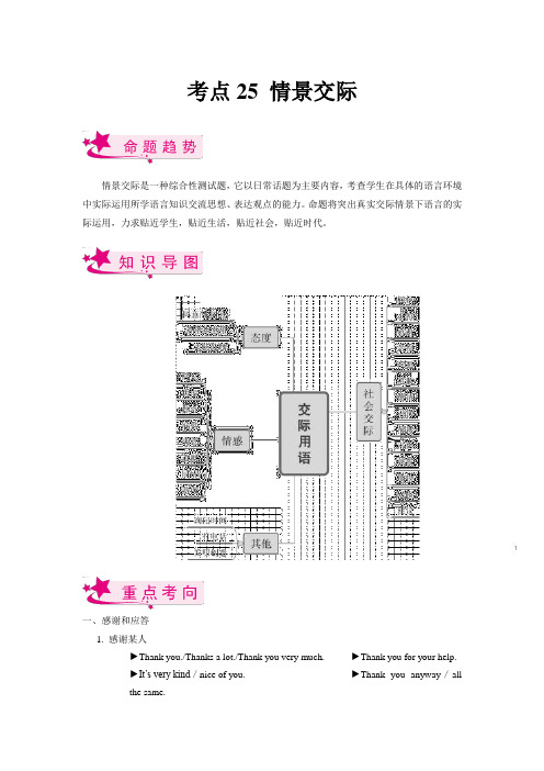 【考点梳理 中考英语总复习】考点25 情景交际(解析版)