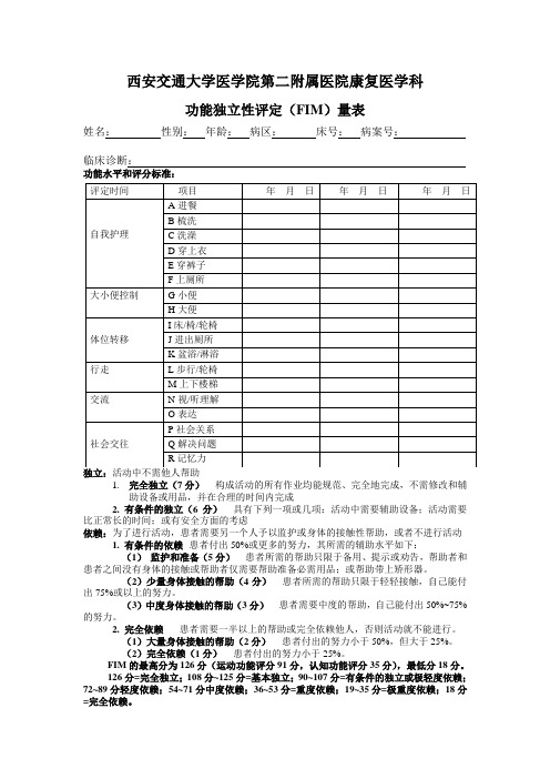 功能独立性评定(FIM)量表