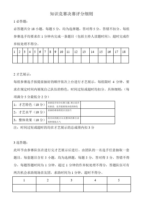 知识竞赛决赛评分细则