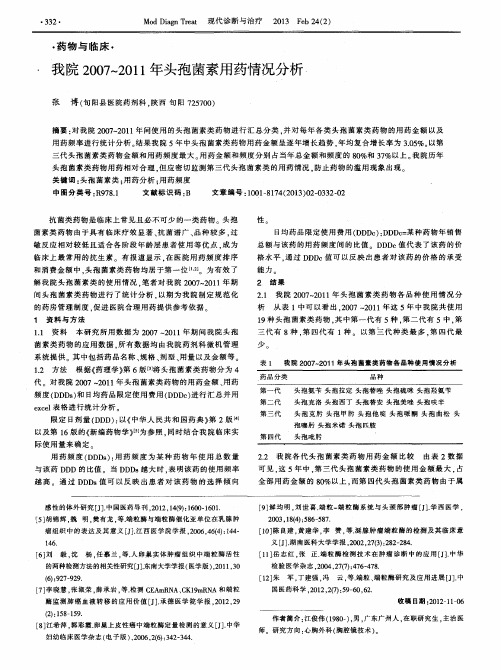 我院2007～2011年头孢菌素用药情况分析