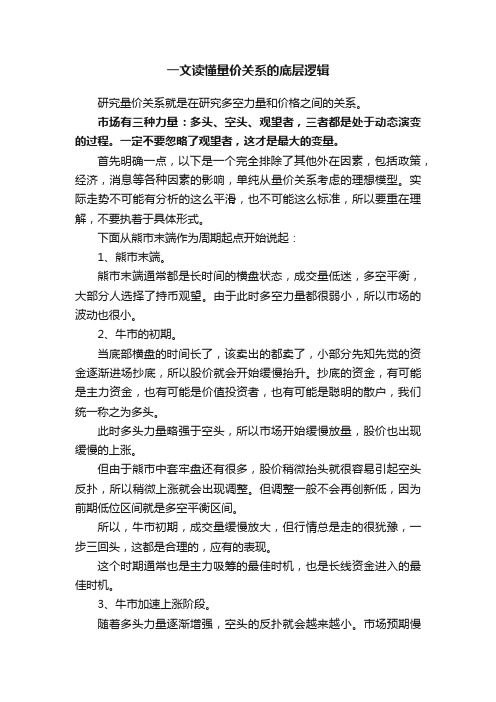 一文读懂量价关系的底层逻辑