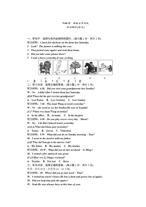 七年级下册英语Unit 11 综合水平测试