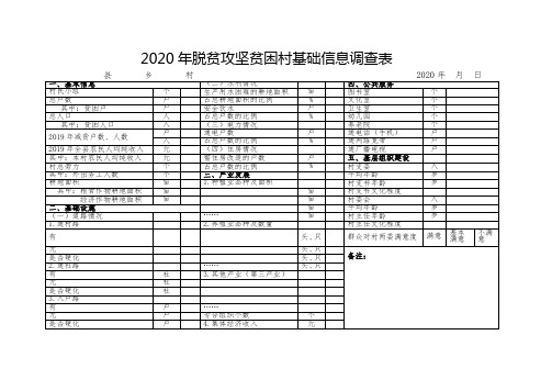 2020年脱贫攻坚贫困村基础信息调查表