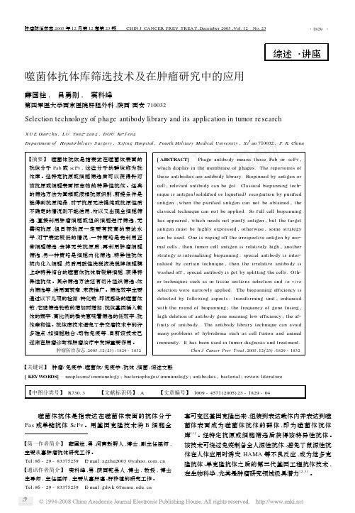 噬菌体抗体库筛选技术及在肿瘤研究中的应用