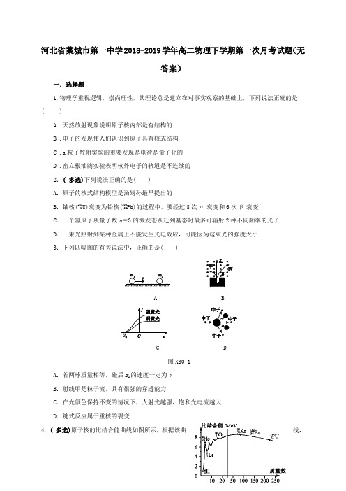 河北省藁城市第一中学2018_2019学年高二物理下学期第一次月考试题(无答案)