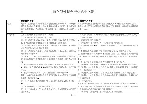 高企与科技型中小企业区别