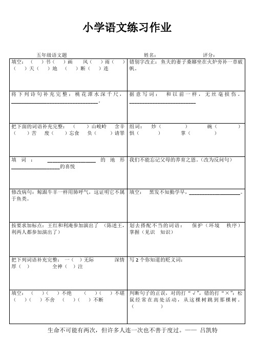 五年级语文课堂拓展精选练习I (65)