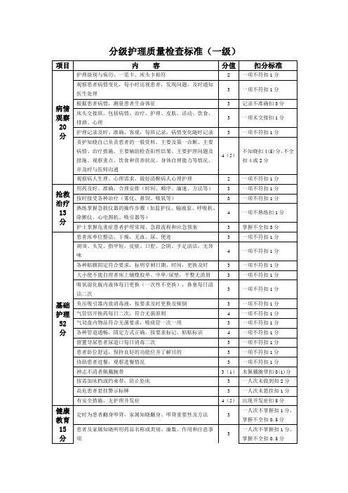 分级护理质量检查标准(一级) Microsoft Office Word 文档