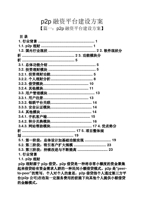 活动方案之p2p融资平台建设方案