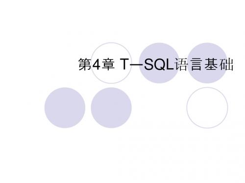 第4章 T-SQL语言