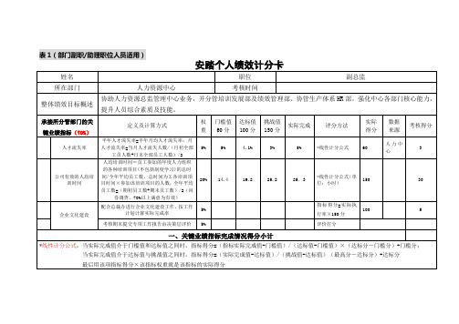 安踏个人绩效计分卡(必读)