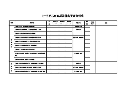 5-6岁儿童素质发展水平评价标准