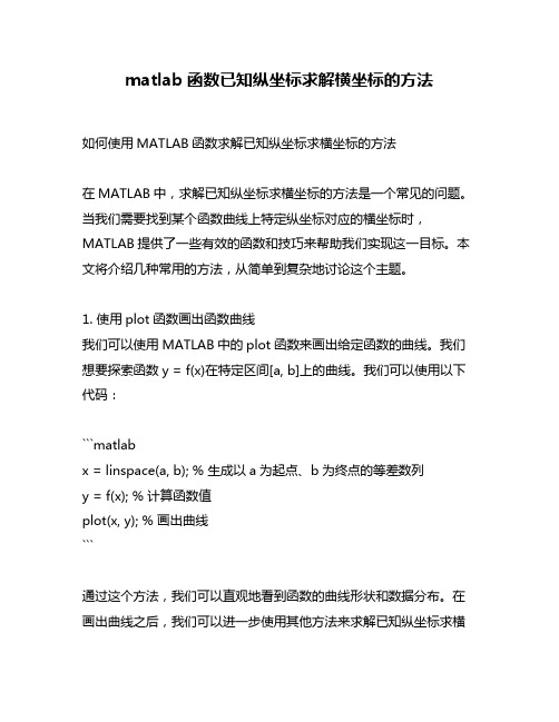 matlab函数已知纵坐标求解横坐标的方法