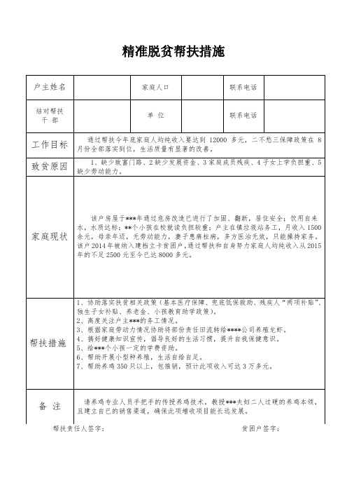 脱贫攻坚工作脱贫(提升)措施(模板)