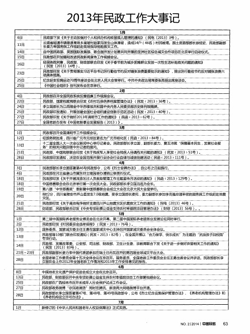 2013年民政工作大事记