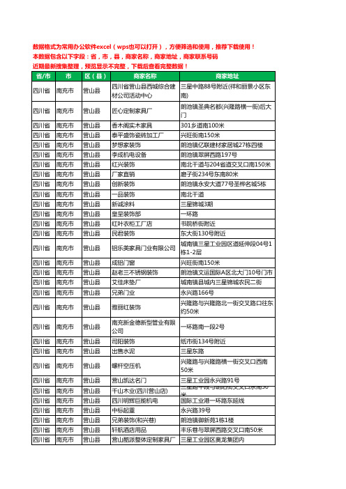 2020新版四川省南充市营山县家具有限公司工商企业公司商家名录名单黄页联系电话号码地址大全61家