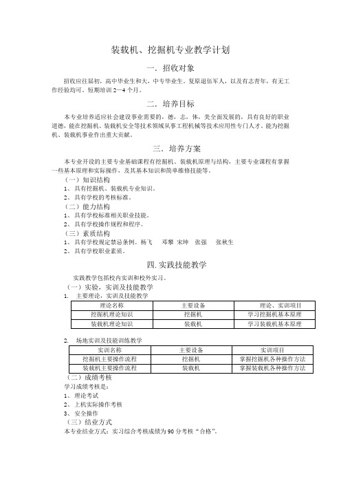 工程机械专业教学计划