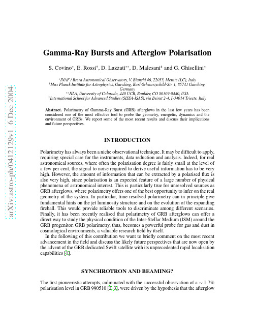 Gamma-Ray Bursts and Afterglow Polarisation