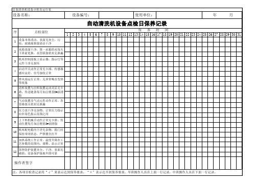 清洗机点检表